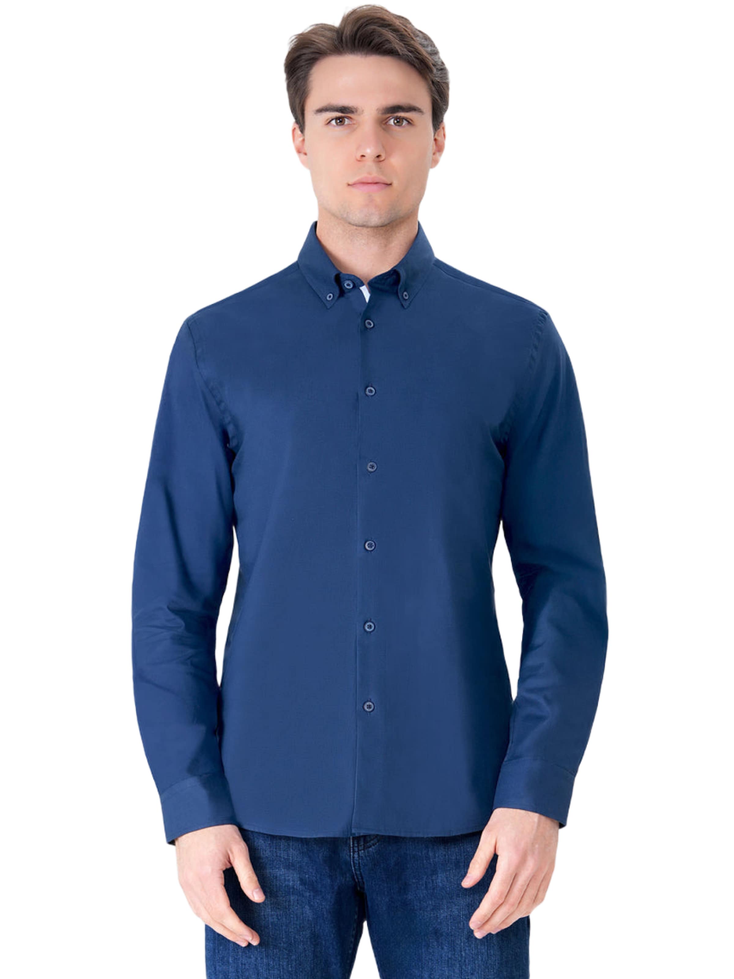 UNIQVIBE Slim fit Overhemd in Blauw: voorkant