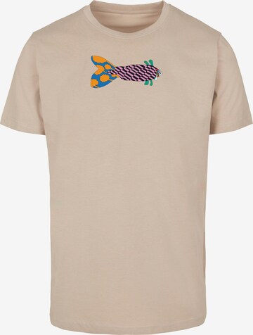 Merchcode T-Shirt 'Yellow Submarine - Fish No. 1' in Beige: predná strana