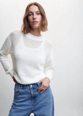 MANGO Sweater 'Red' in White: front