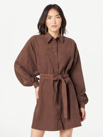 Misspap Shirt Dress in Brown: front