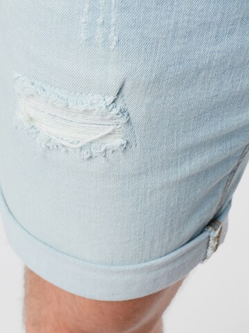 INDICODE JEANS Regular Shorts 'Kaden Holes' in Blau