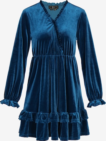faina - Vestido em azul: frente