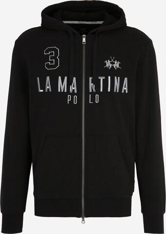 La Martina - Sudadera con cremallera en negro: frente