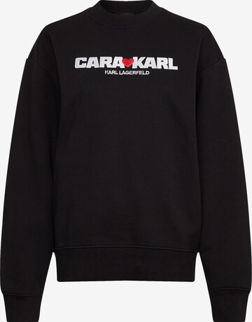 KARL LAGERFELD x CARA DELEVINGNE Sweatshirt in Zwart: voorkant