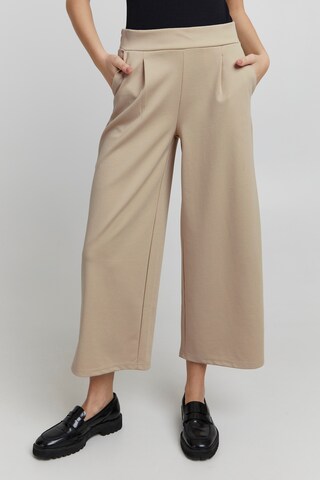 ICHI Wide Leg Stoffhose 'KATE' in Beige: predná strana