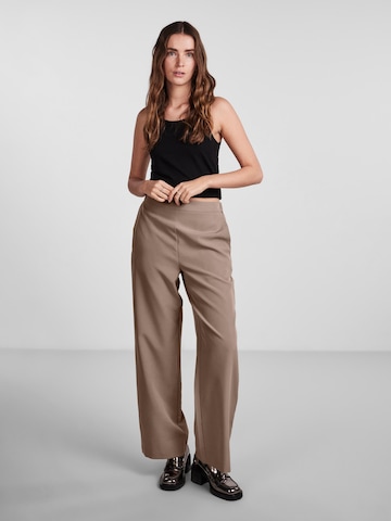 PIECES Wide leg Pants 'PCBOZZY' in Brown