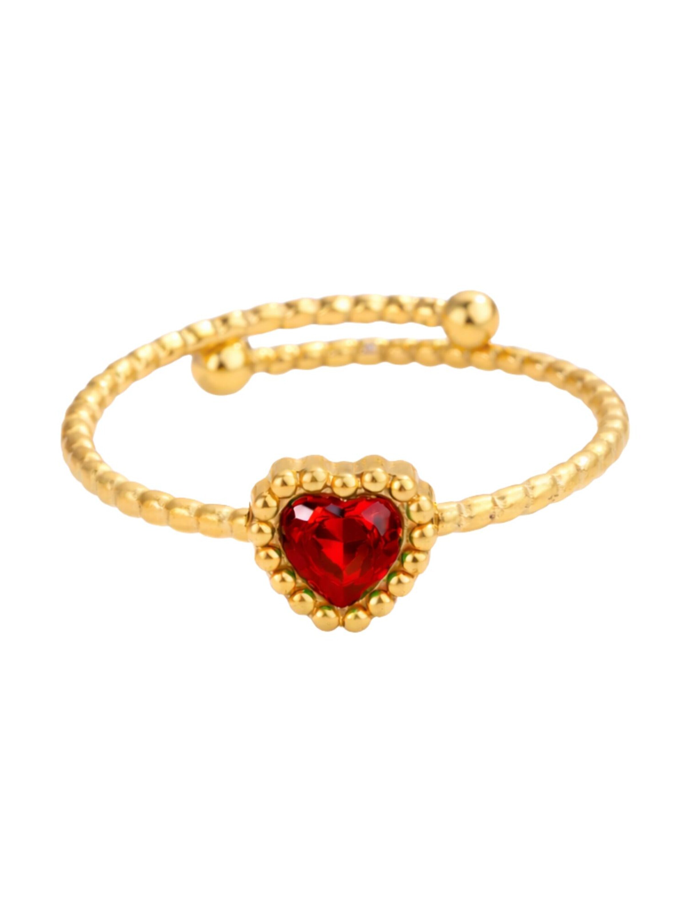 Pure Schmuck Ring 'Garden Heart | Bridgerton' in 50-60 in Dark red, Item view