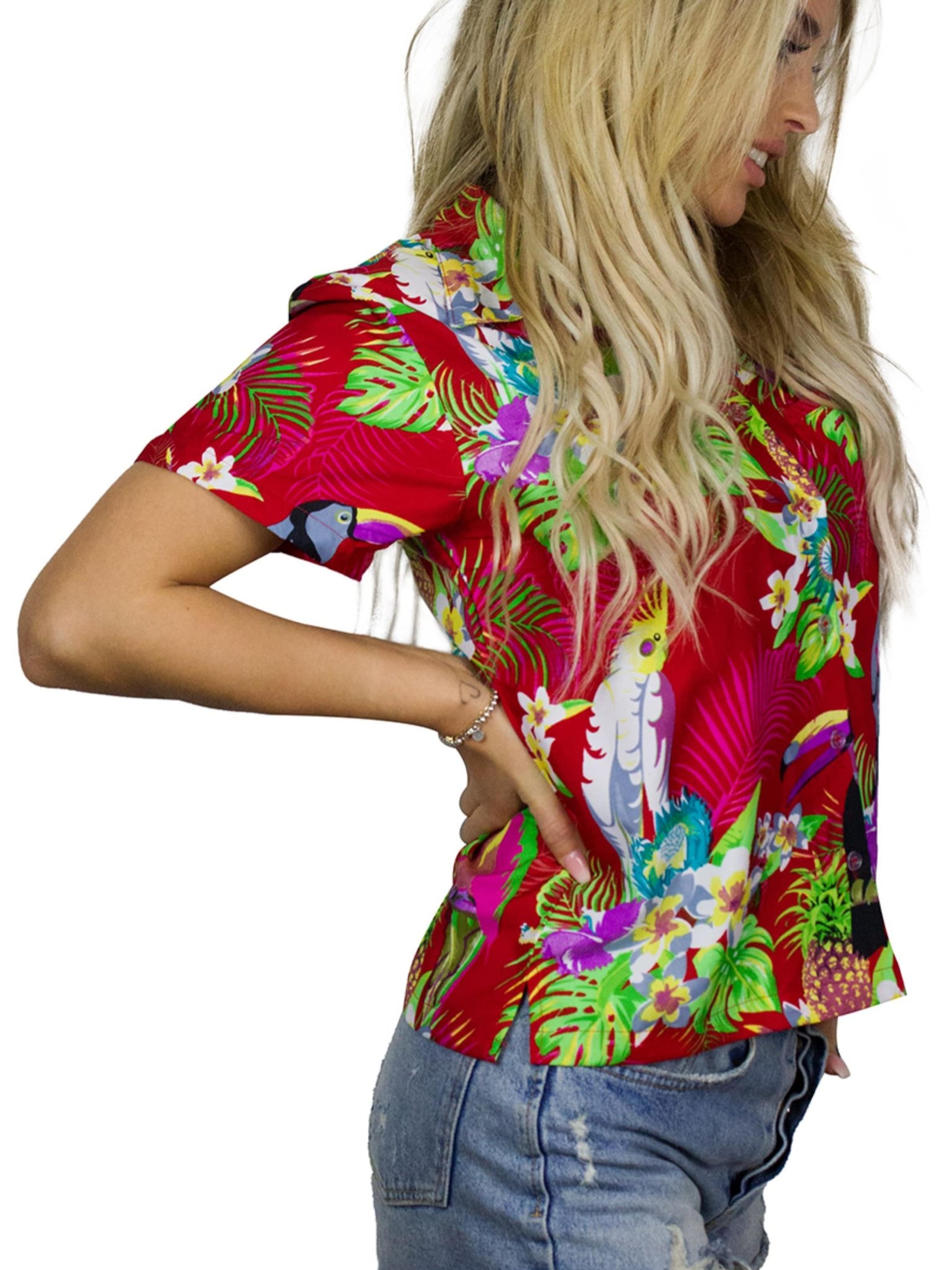 King Kameha Bluse 'Parrot Cockatoo'‌‌‌‌‌‌‌‌‌ in Rot