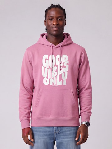 Sweat-shirt ' Good vibes only ' Watapparel en rose : devant