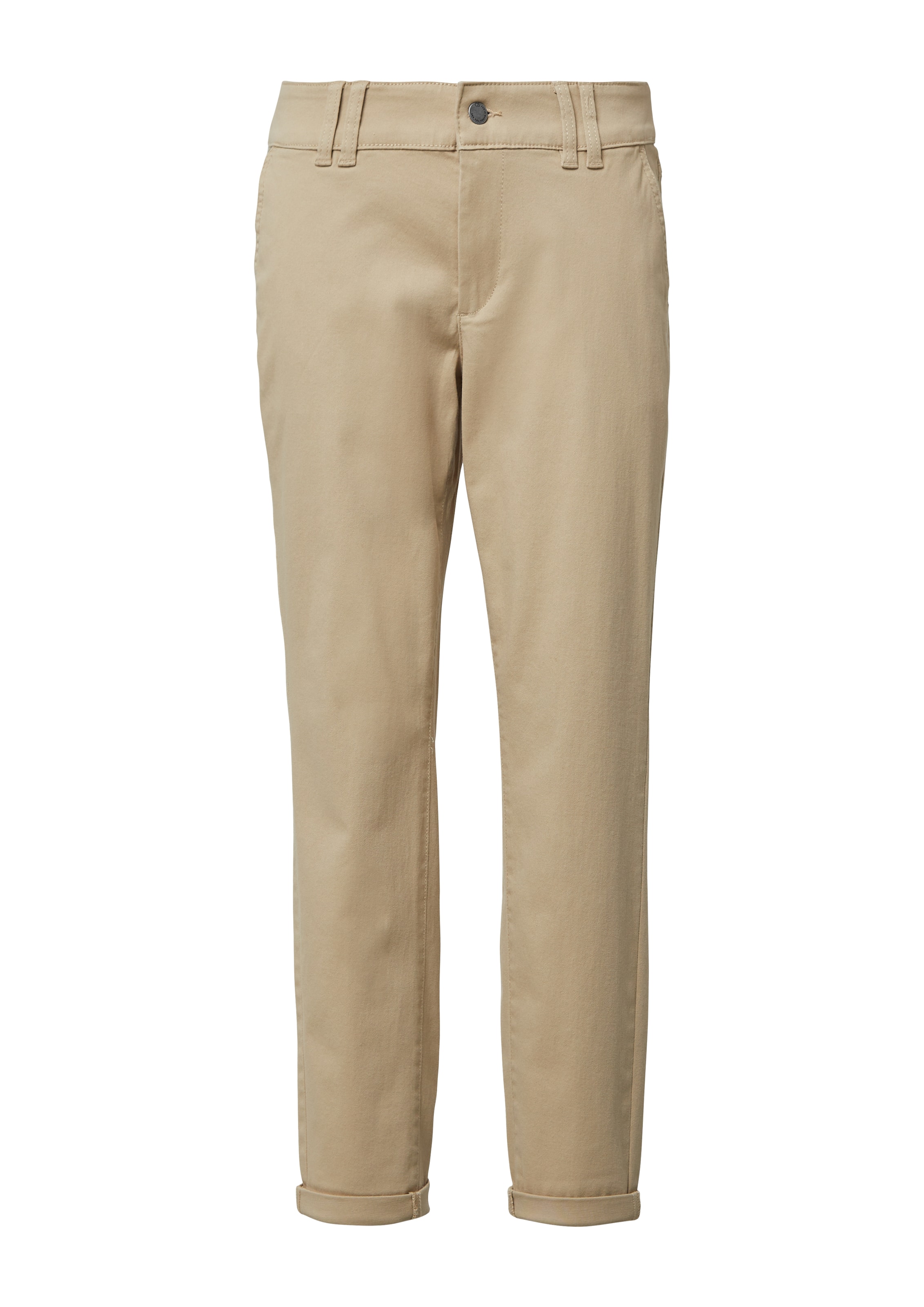 QS Slimfit Broek in Beige: voorkant