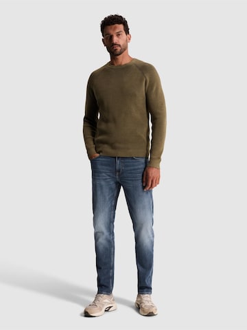 Pull-over 'Pullover with two-tone rib texture and raglan sleeves' CAST IRON en marron