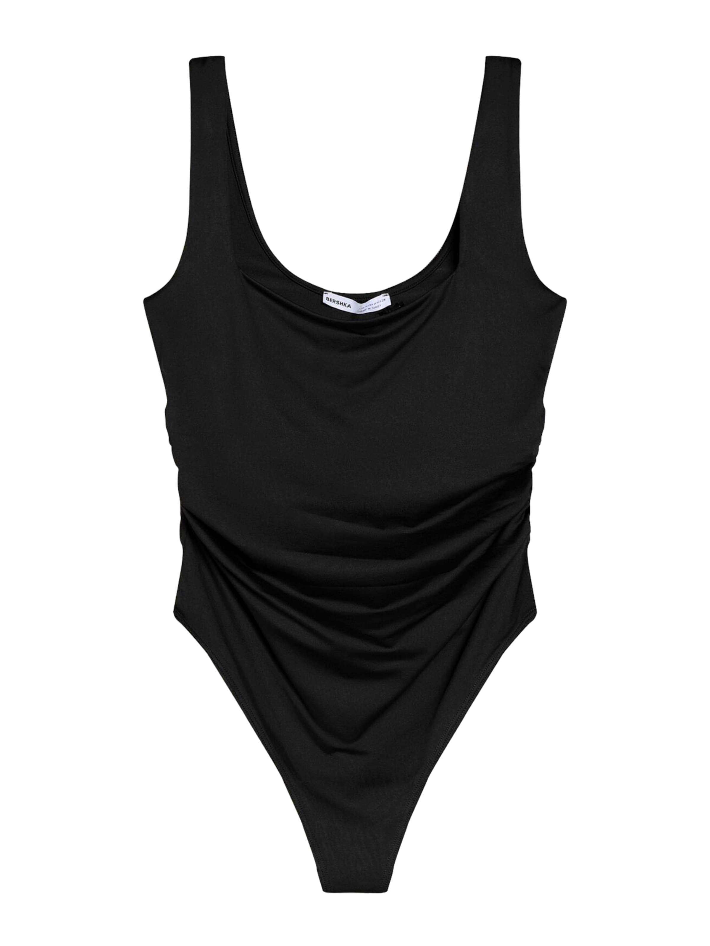 BershkaBodi majica - crna boja: prednji dio