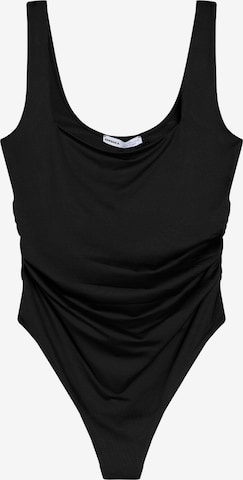 BershkaBodi majica - crna boja: prednji dio