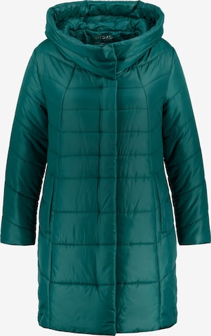 Ulla Popken Between-Seasons Coat in Green: front