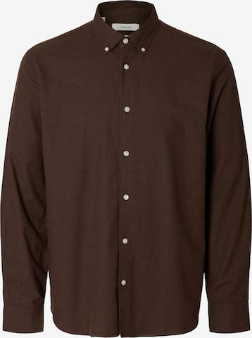 SELECTED Overhemd 'SLMCole' in Bruin: voorkant
