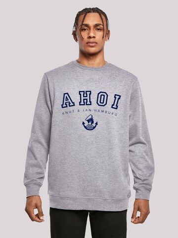 Sweat-shirt 'Ahoi Knut & Jan Hamburg' F4NT4STIC en gris : devant