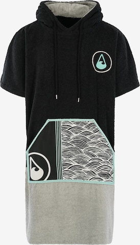 Peignoir long Wave Hawaii en noir : devant