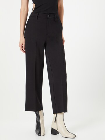 Cartoon Regular Trousers with creases in Black: front