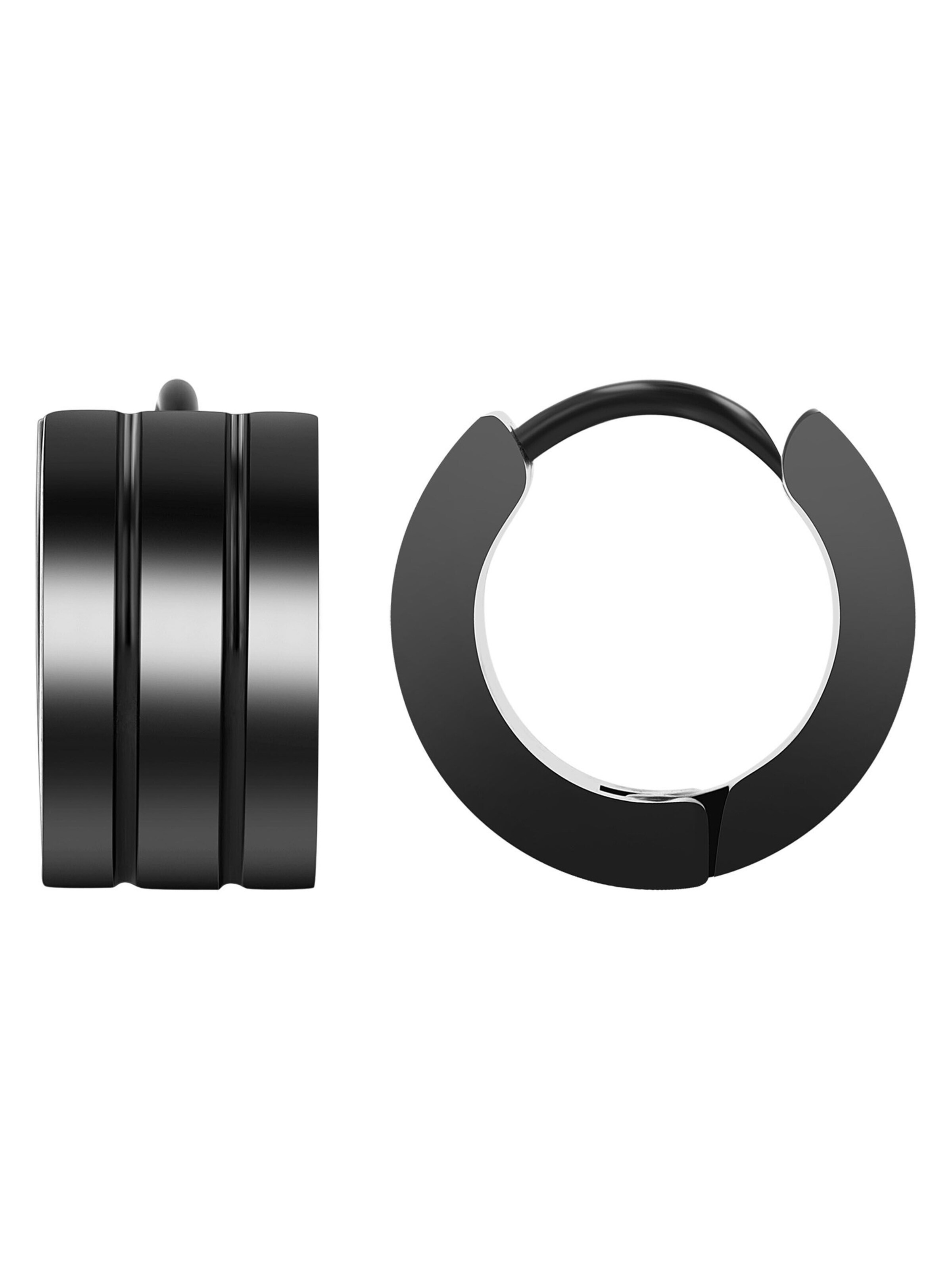 Akzent Earrings 'Edelstahl Schwarz, D: 9 mm, 7 mm breit,  Unisex & Robust' in Black