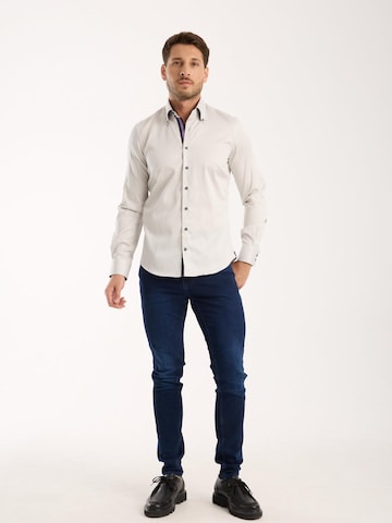 Coupe slim Chemise business 'Roma Iconic Satin Man Shirt Green' 7Camicie en gris