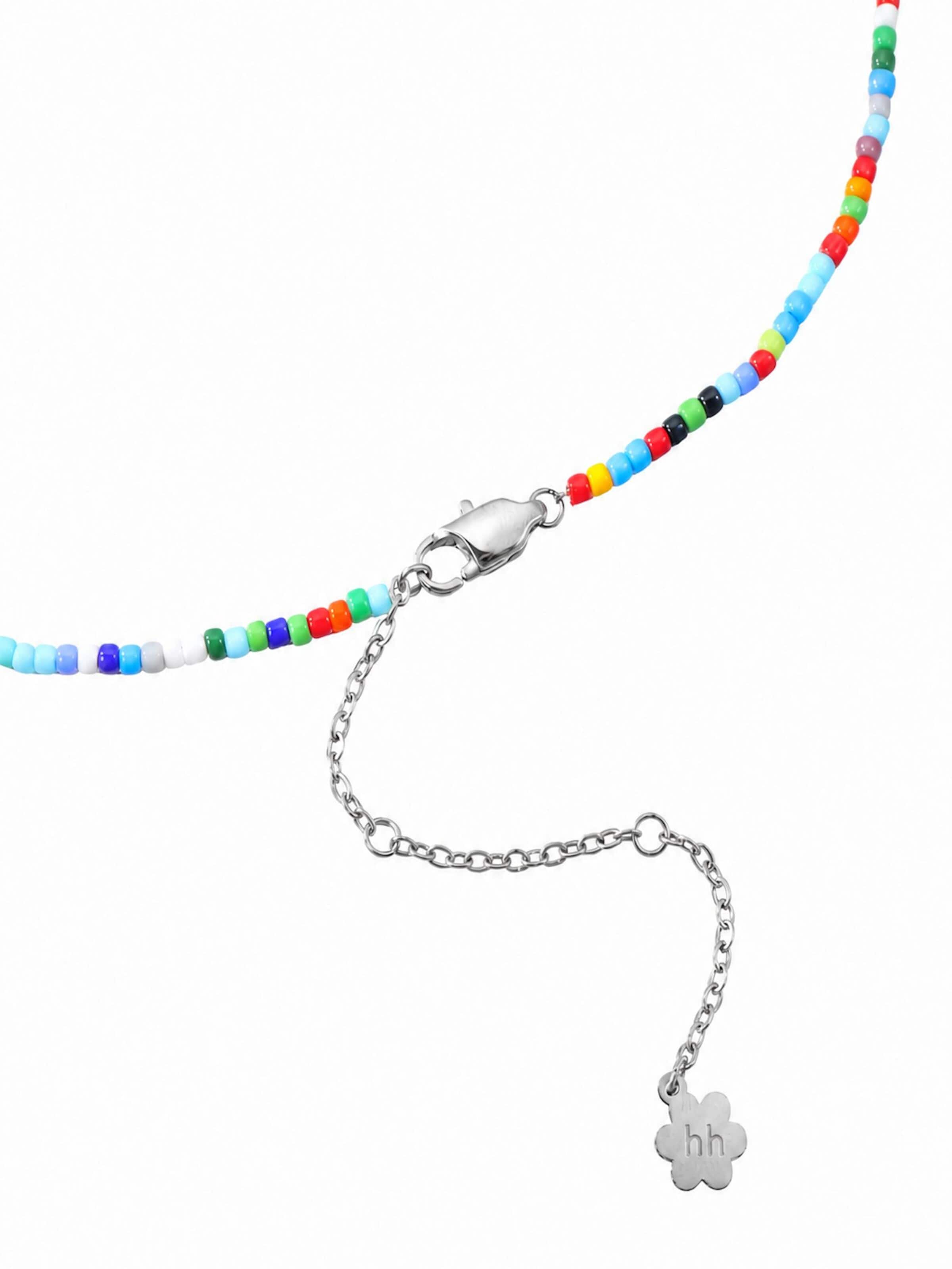 Chaîne 'Multicolor Bead' Hey Happiness en argent