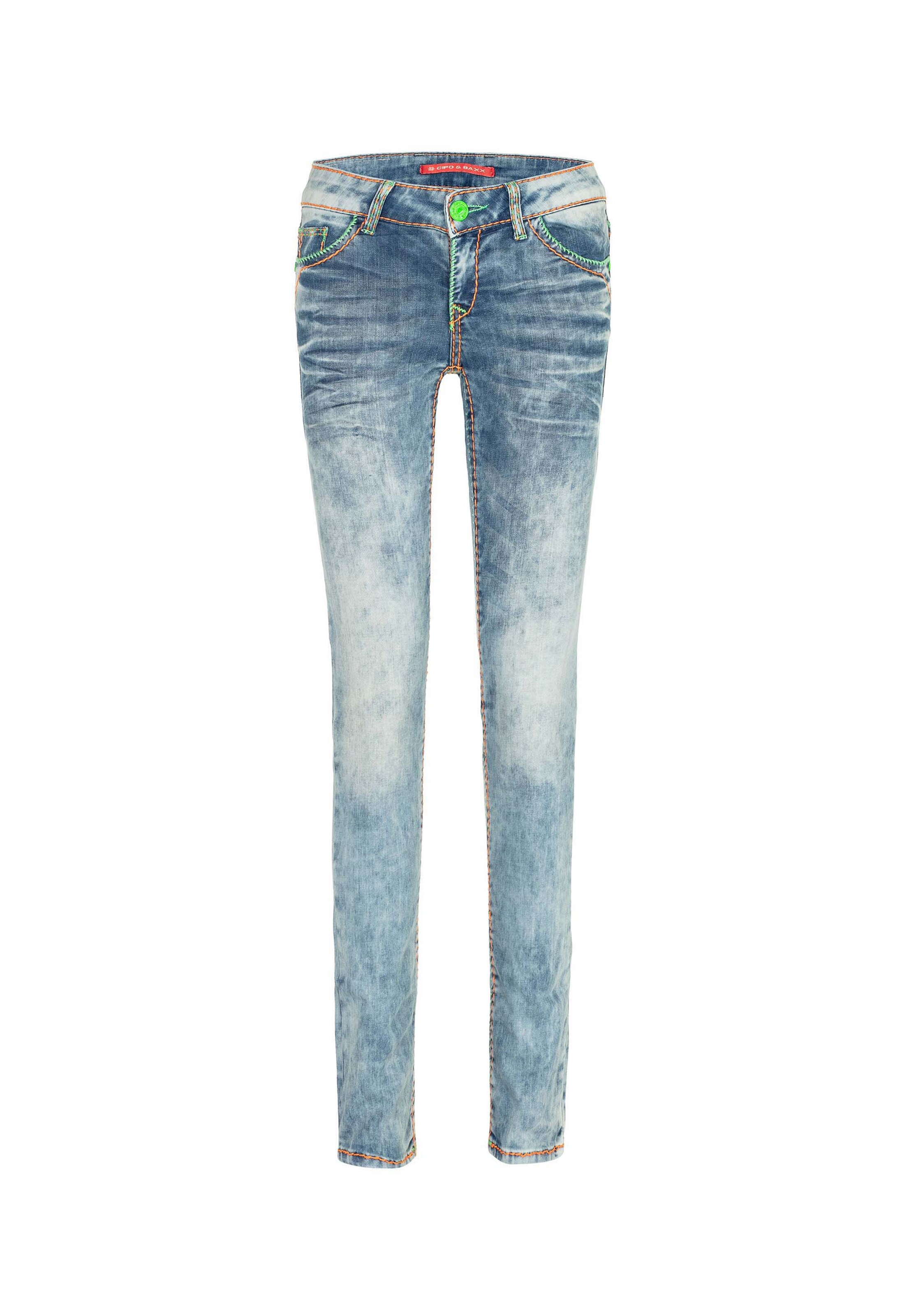 CIPO & BAXX Slimfit Jeans 'Neon' in Blau: Vorderseite