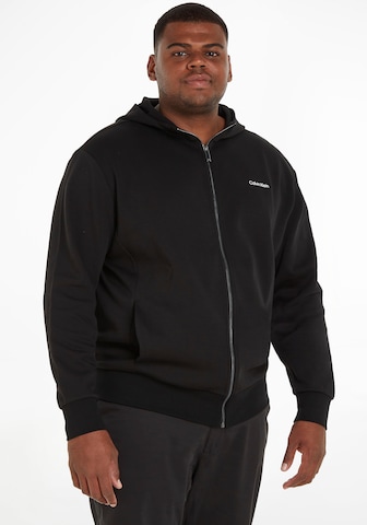 Calvin Klein Big & Tall Zip-Up Hoodie in Black: front