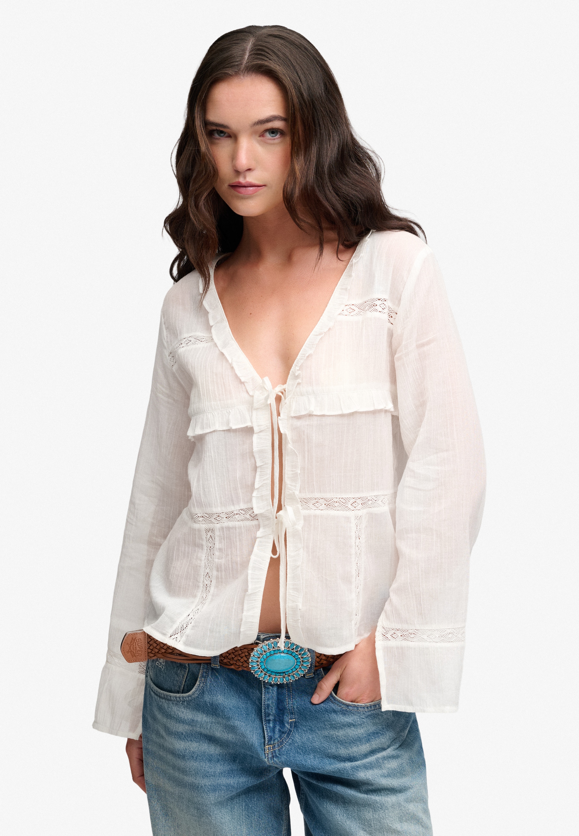 Superdry & Co Top in White: front