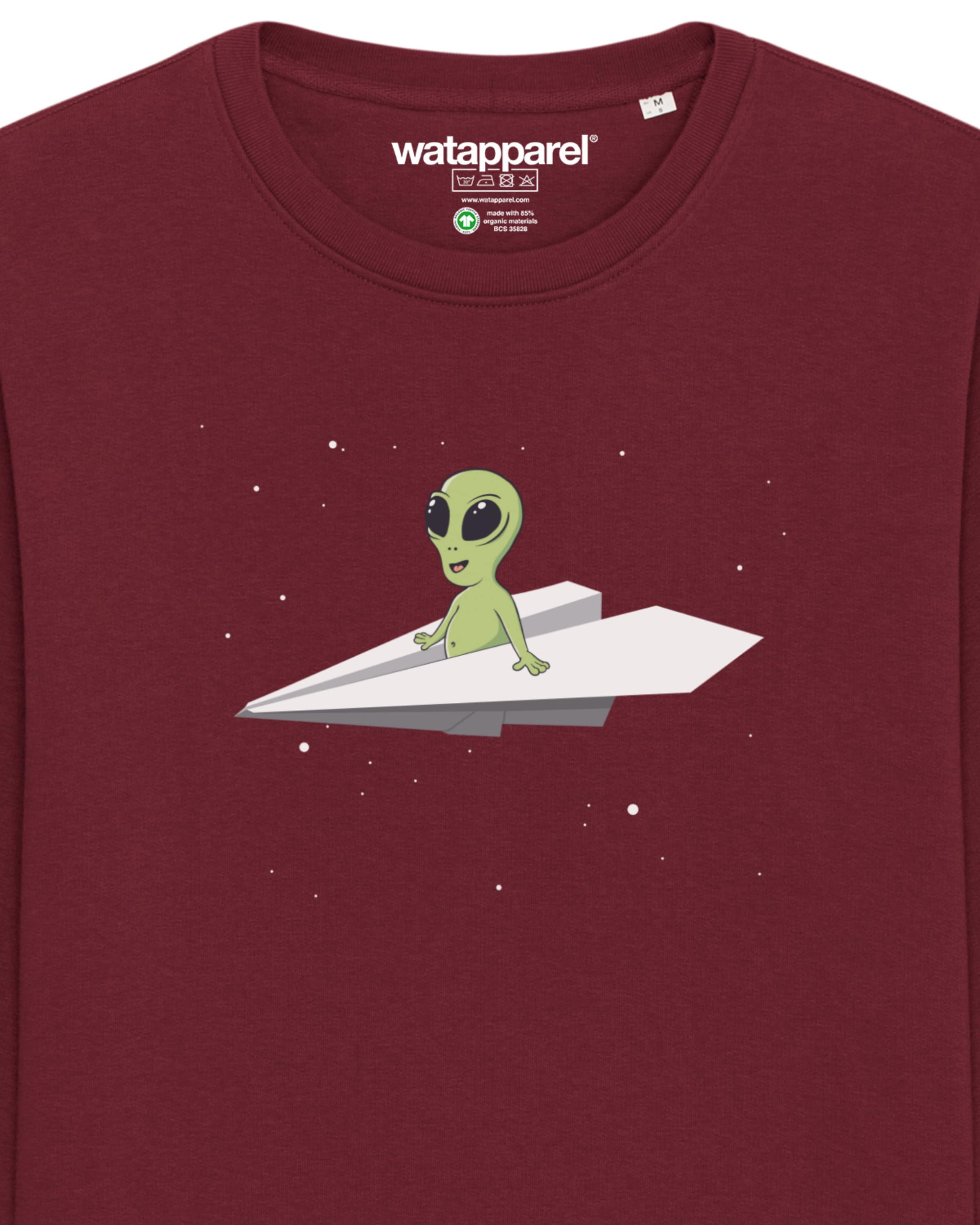 Sweat-shirt 'Alien on a paper plane' Watapparel en rouge
