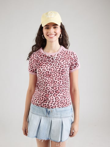 T-shirt 'T7 Leo Luxe' PUMA en rose : devant