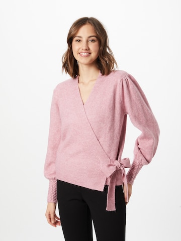 ICHI Knit Cardigan in Pink: front