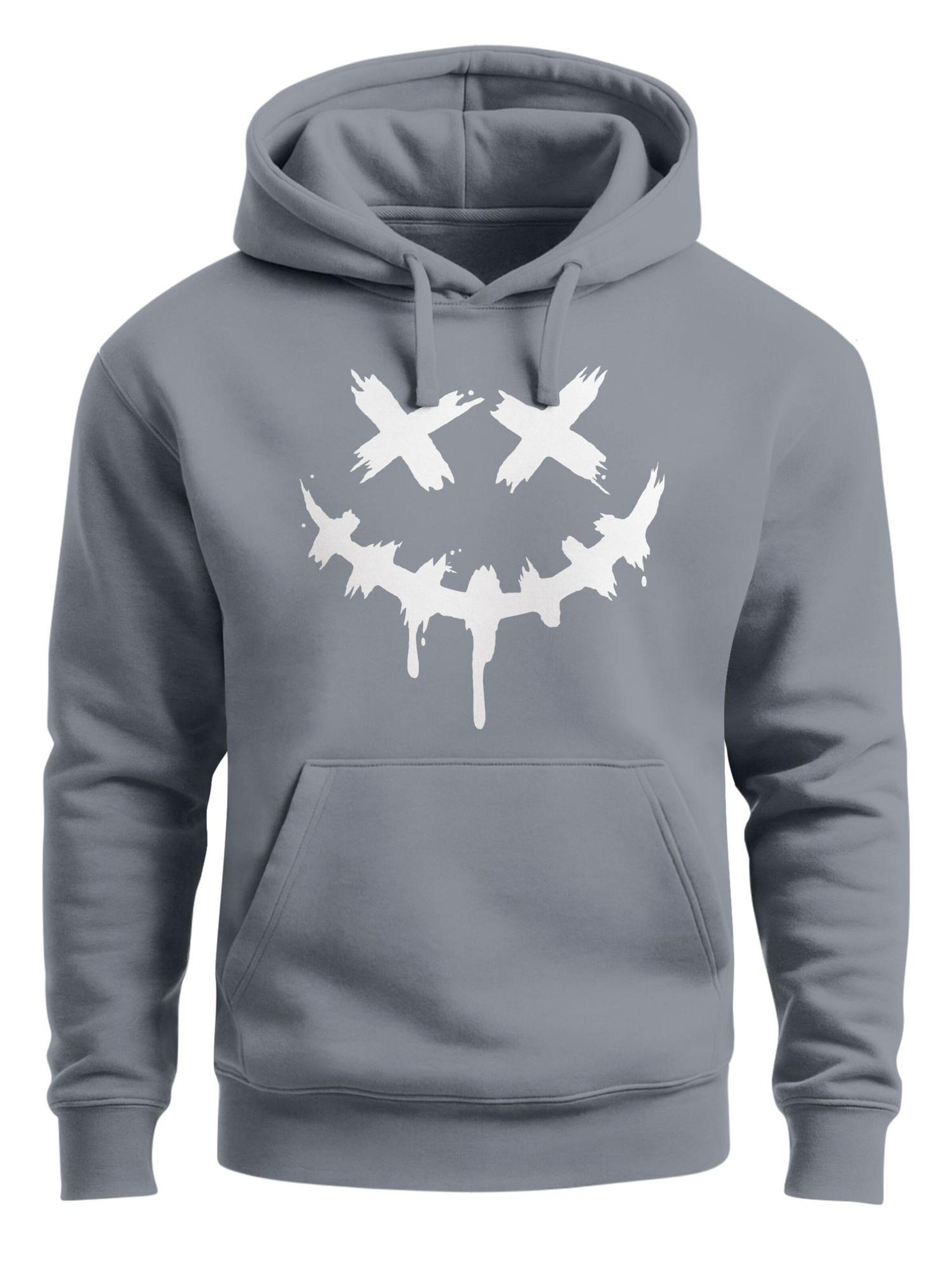 Neverless Sweatshirt 'Smile Face' in Grey: front