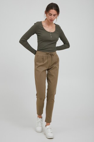 ICHI Tapered Pants 'IHKATE PA2' in Beige: front