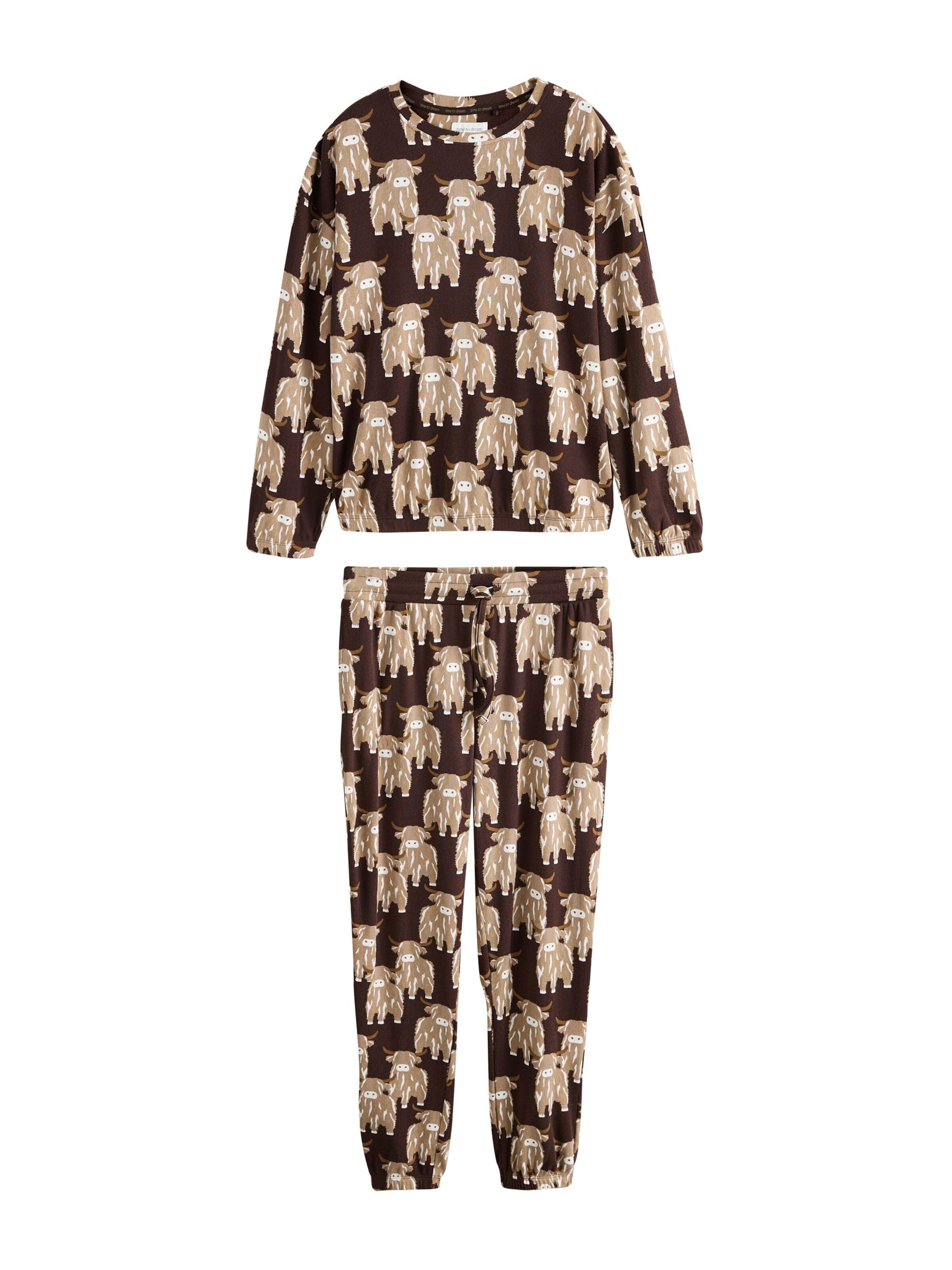 Next Pyjama en XS en beige / marron / blanc cassé, Vue avec produit
