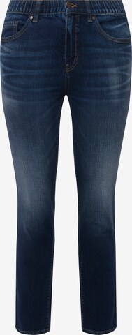 Ulla Popken Slimfit Jeans in Blauw: voorkant