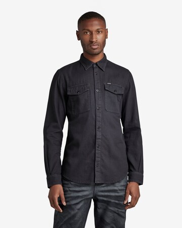 G-Star RAW Slim fit Button Up Shirt in Black: front