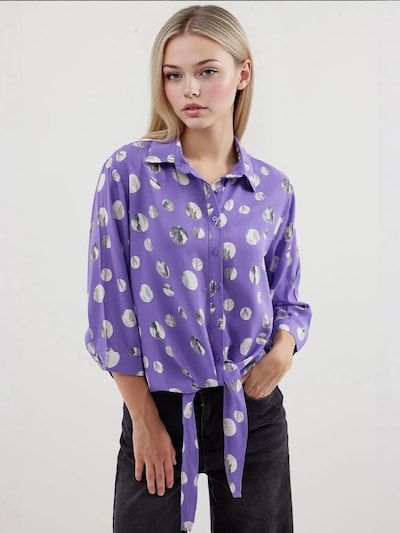 Bigdart Bluse in S in graphit / lila / offwhite, Produktansicht