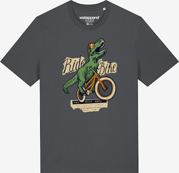 Watapparel Shirt 'T-Rex Fahrrad' in Grau: Vorderseite