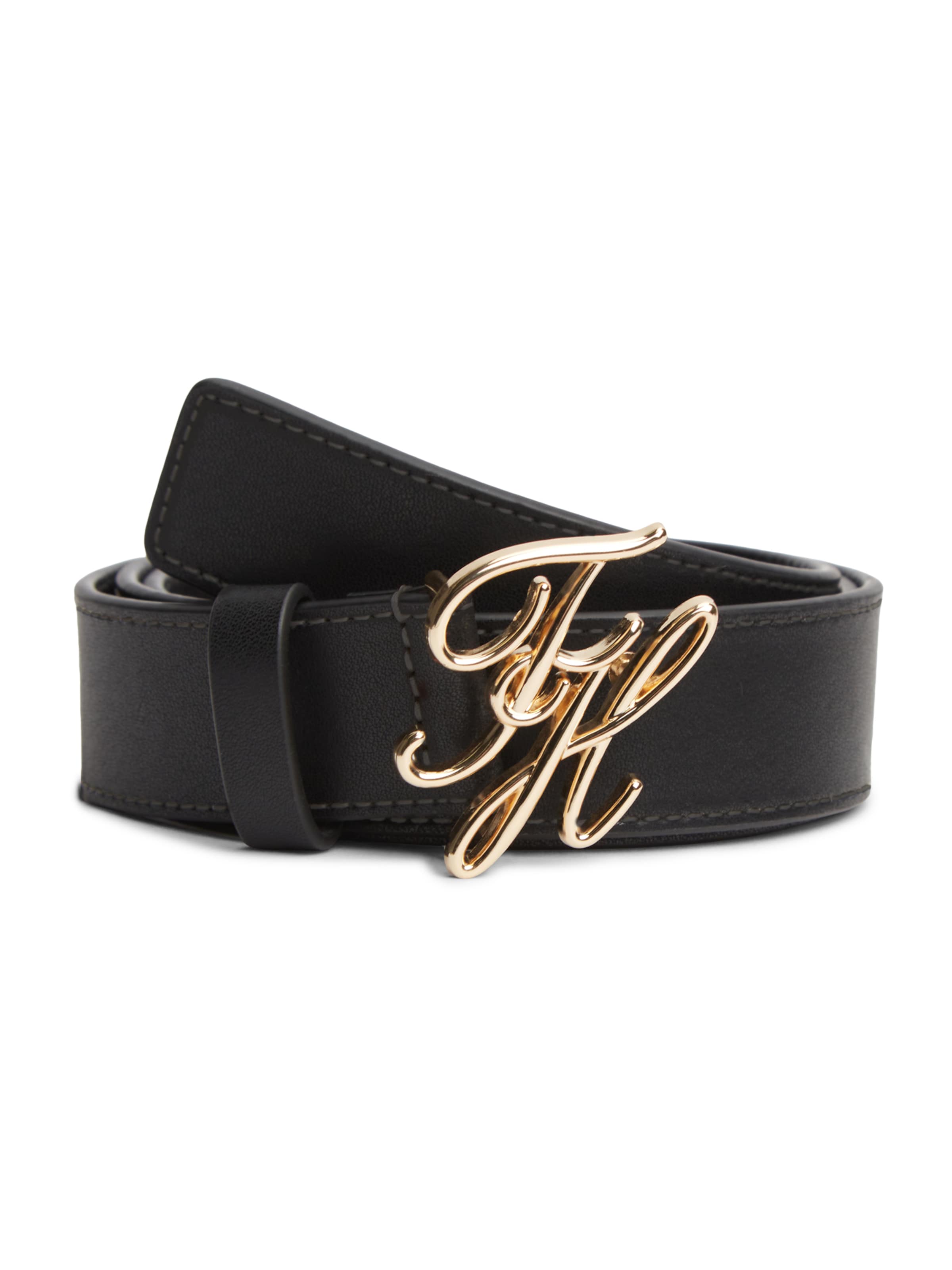 TOMMY HILFIGER - Cinturón 'SCRIPT 3.0' en negro: frente
