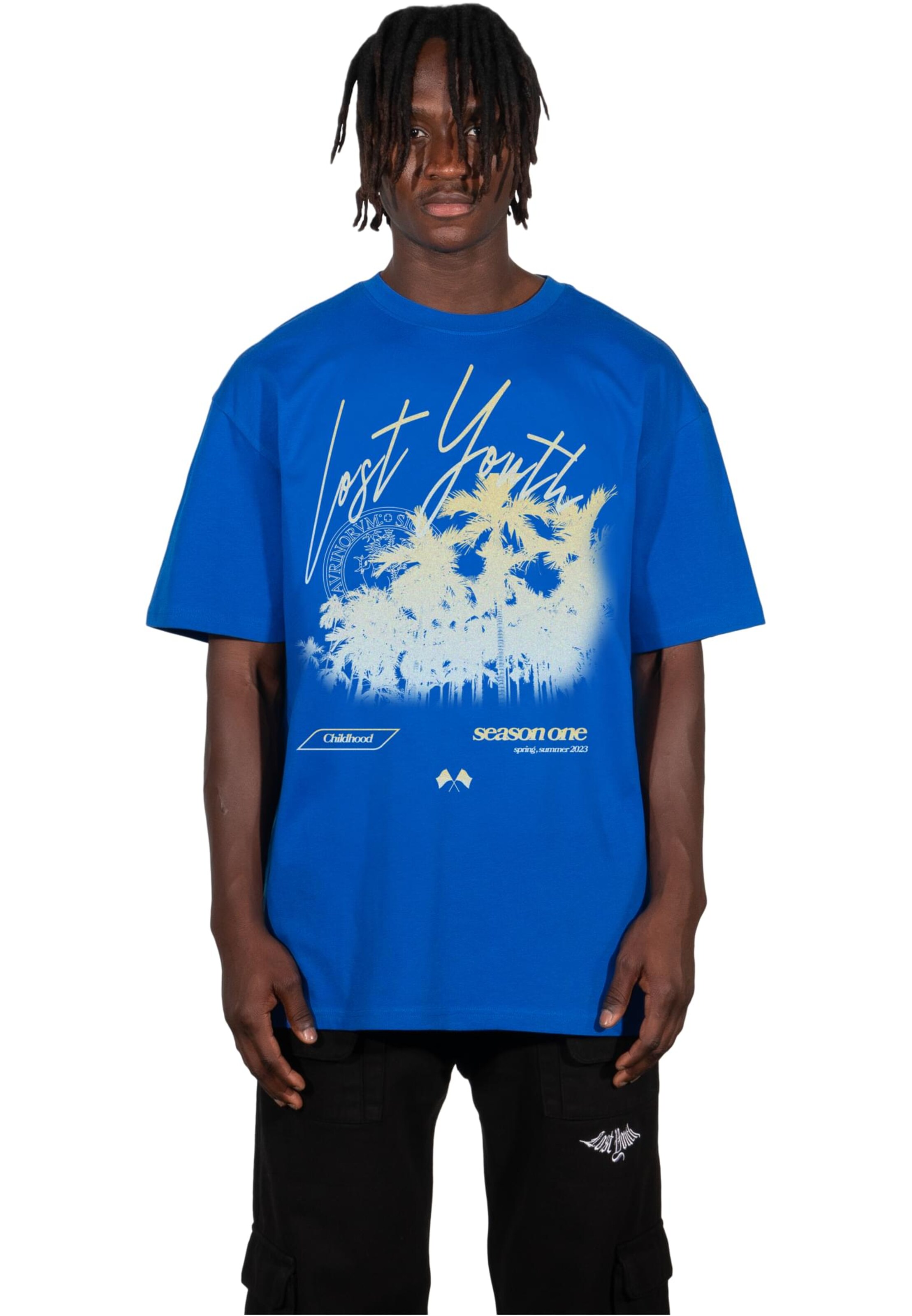 Lost Youth Bluser & t-shirts 'Palm' i blå: forside