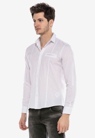 CIPO & BAXX Regular Fit Business Hemd DUKE mit Druckknöpfen in Weiß