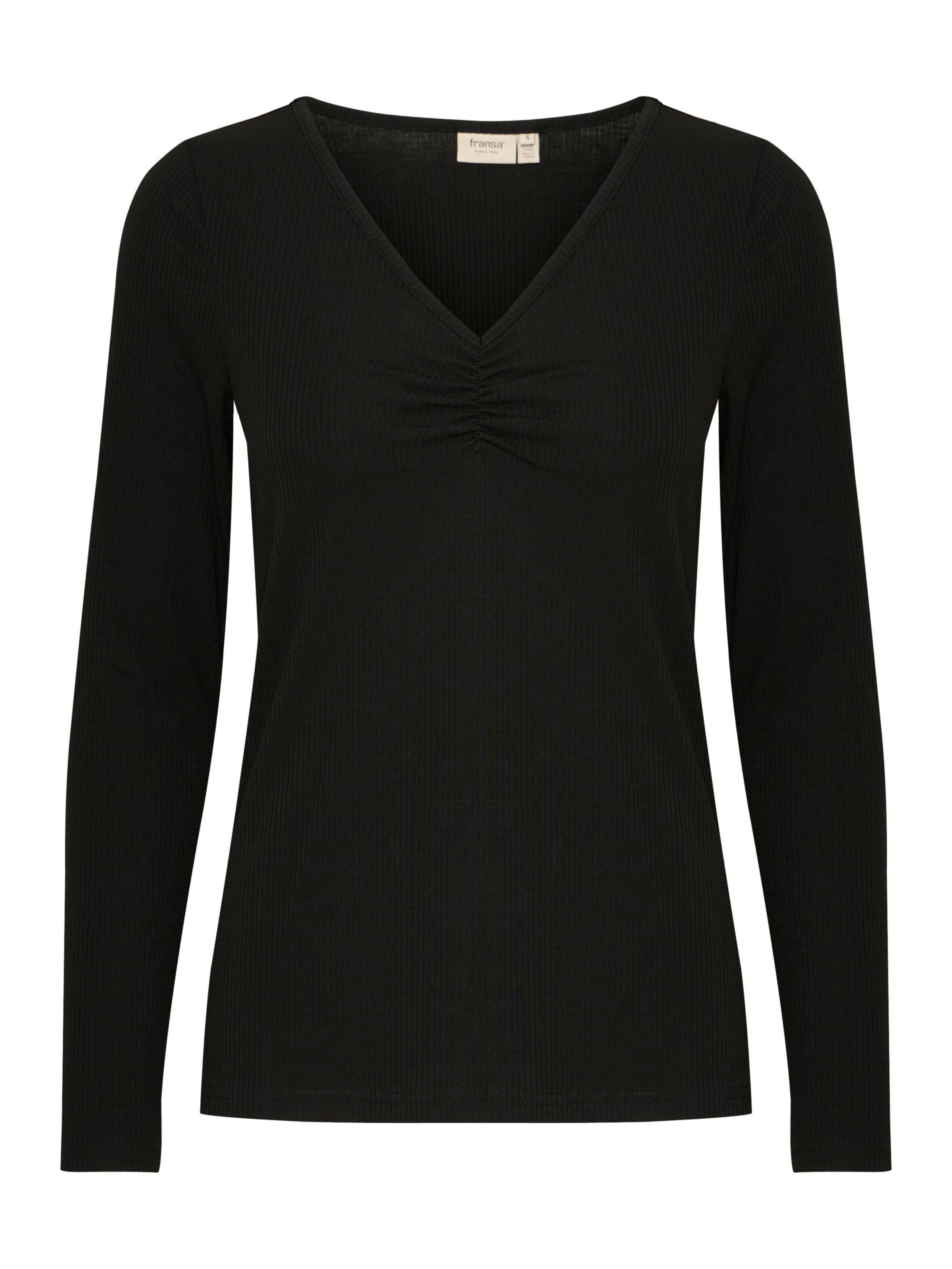 Fransa Shirt in Zwart: voorkant