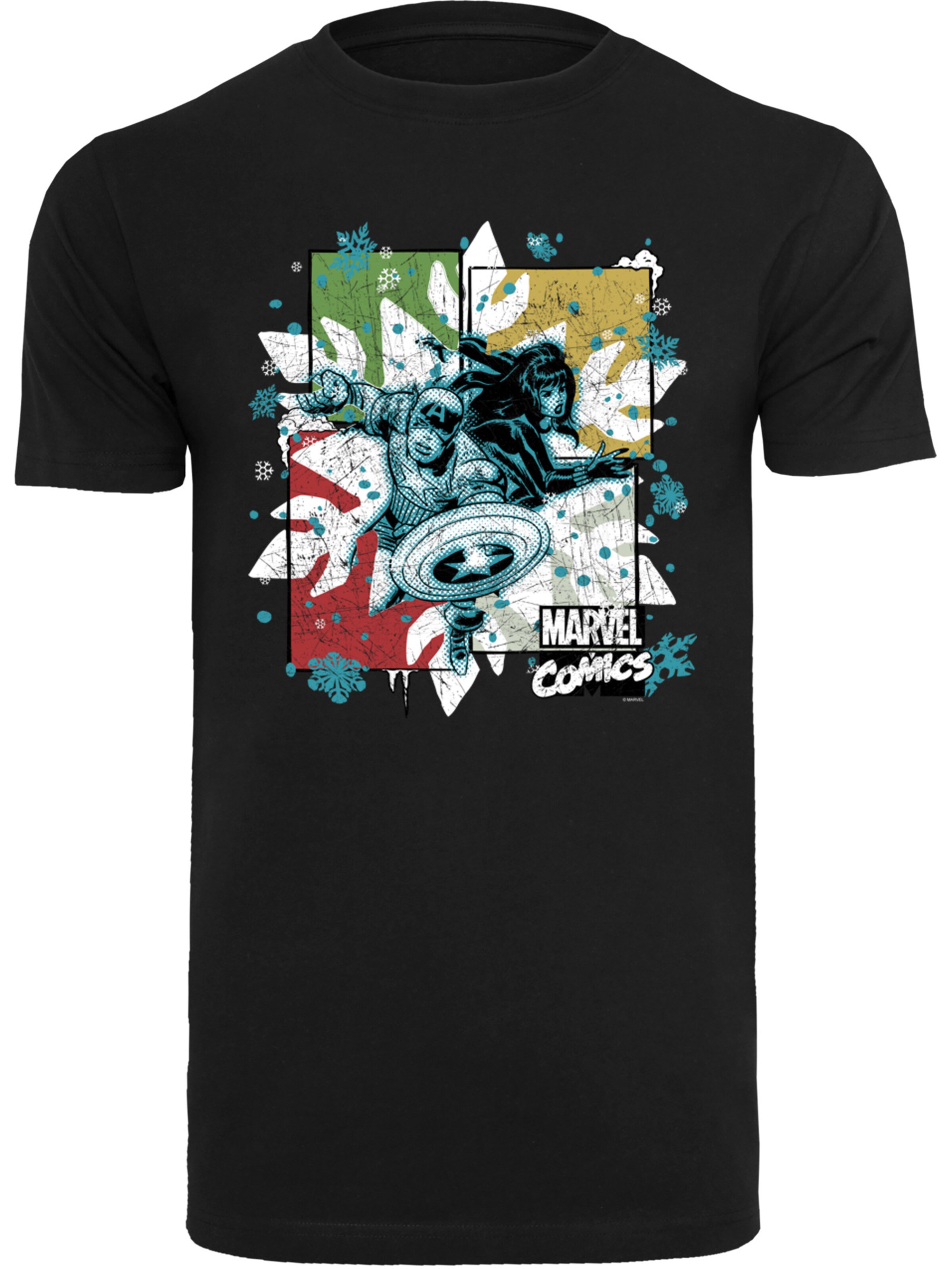 Maglietta 'Marvel Christmas Black Widow' di F4NT4STIC in nero: frontale