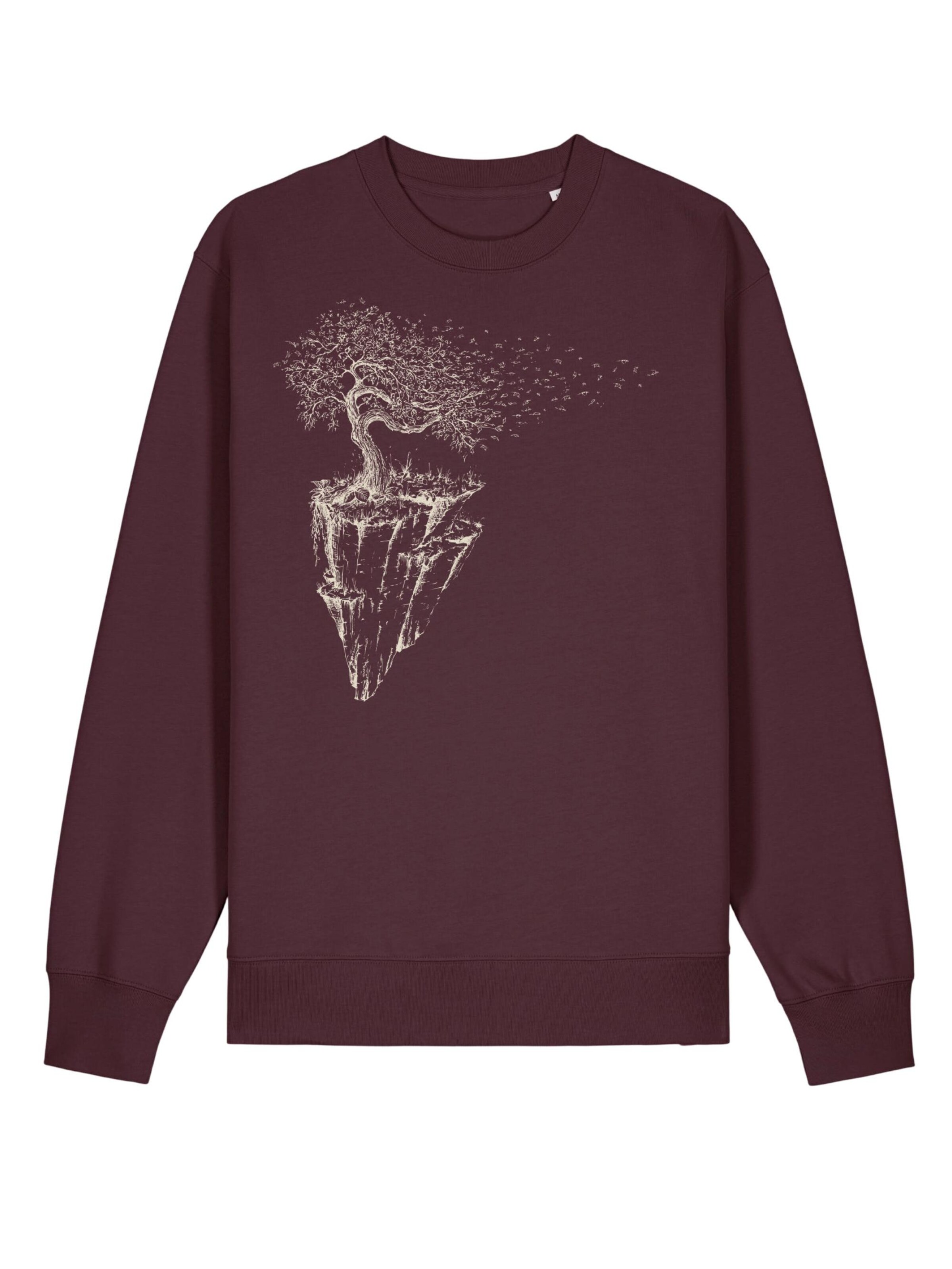 Life-Tree Sweatshirt 'Organic Fairwear Sweater Unisex Red Brown Maple Island' in Brown: front