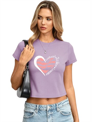T-shirt 'Women's Regular fit Summer Short-Sleeve T-Shirt with LOVE Print' GORHEY en violet : devant