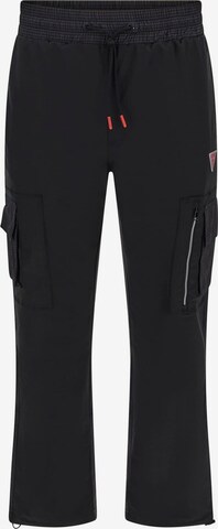 GUESS Regular Cargo Pants in Black: front