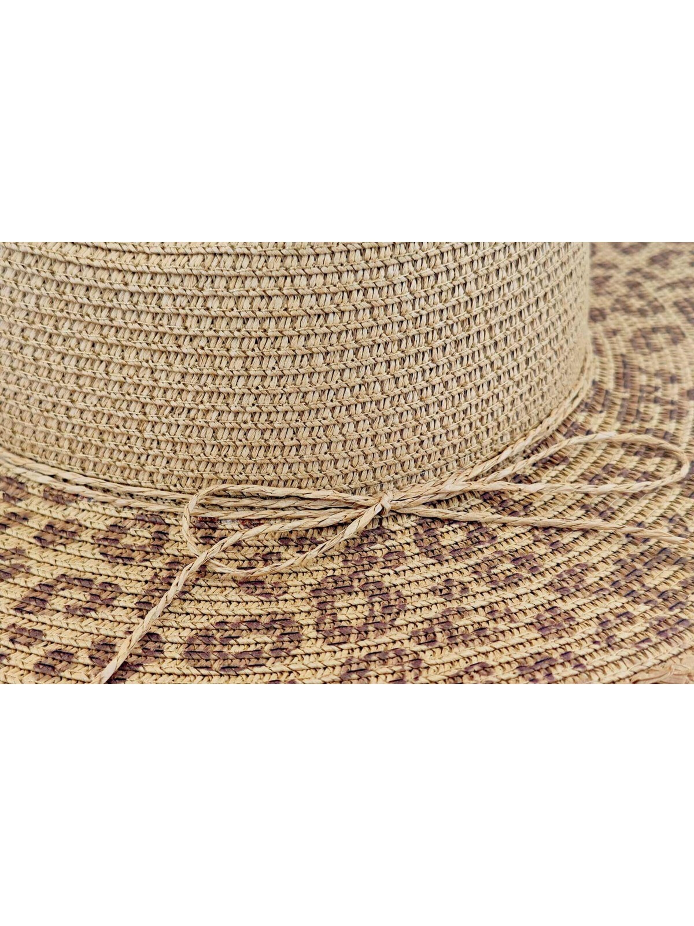 styleBREAKER Hat 'Panama Strohhut mit Leoparden Muster' in Brown