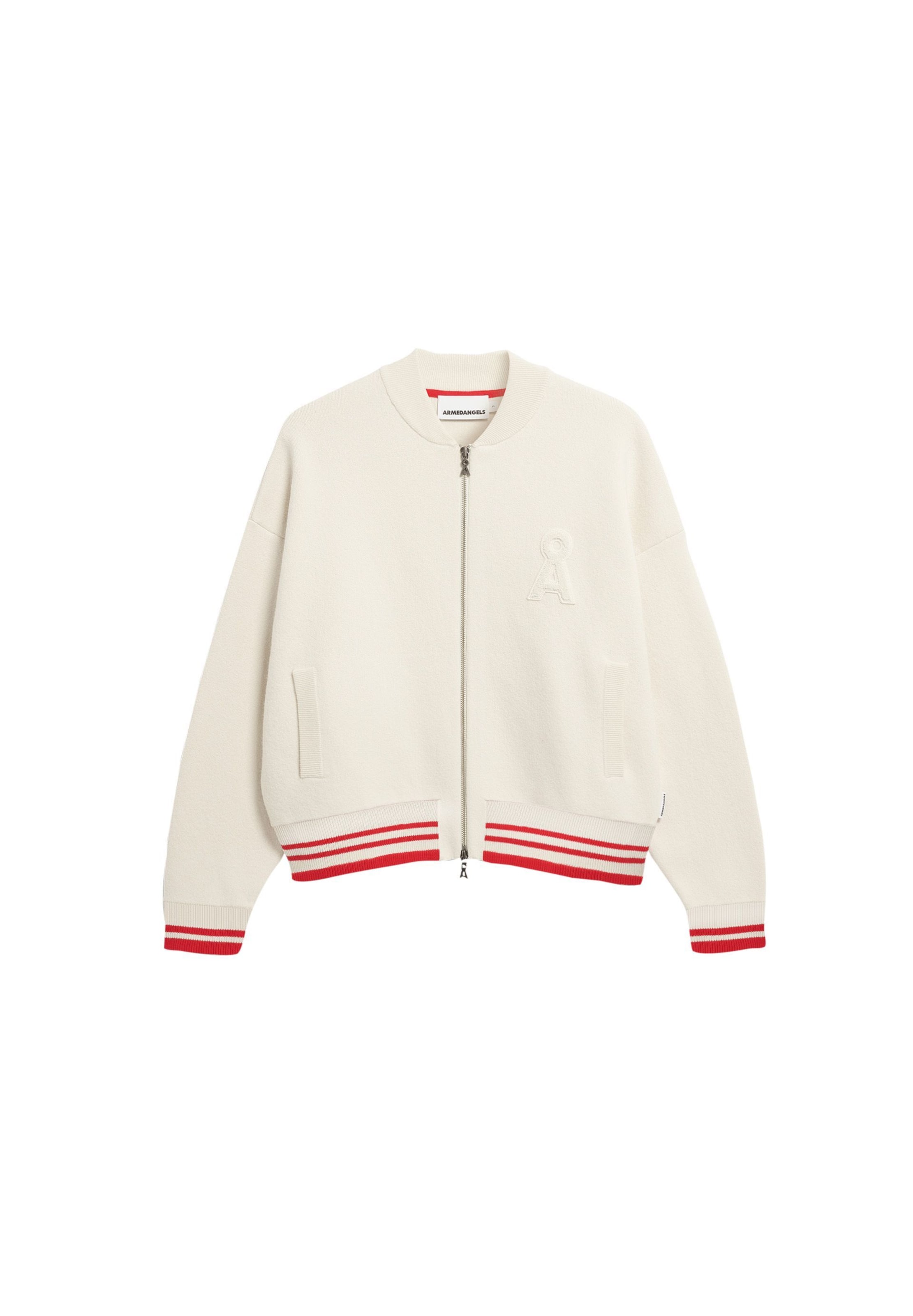 ARMEDANGELS Gebreid vest in de kleur Lichtbeige / Bloedrood, Productweergave