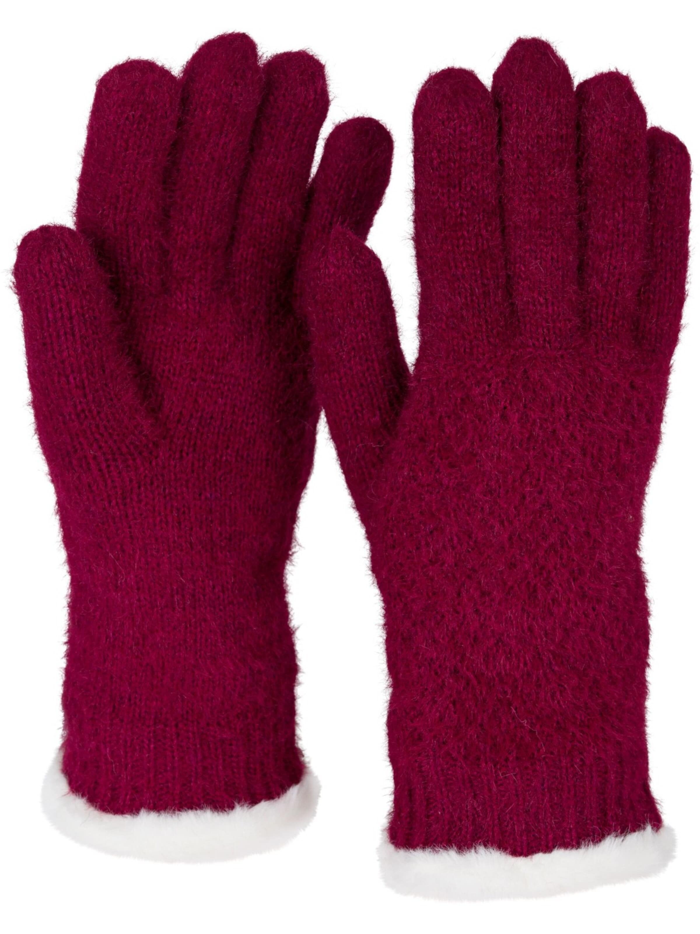 styleBREAKER Fingerhandschuhe 'Strickhandschuhe mit Reiskornmuster und Fleece'‌‌‌‌‌‌ in Rot: Vorderseite