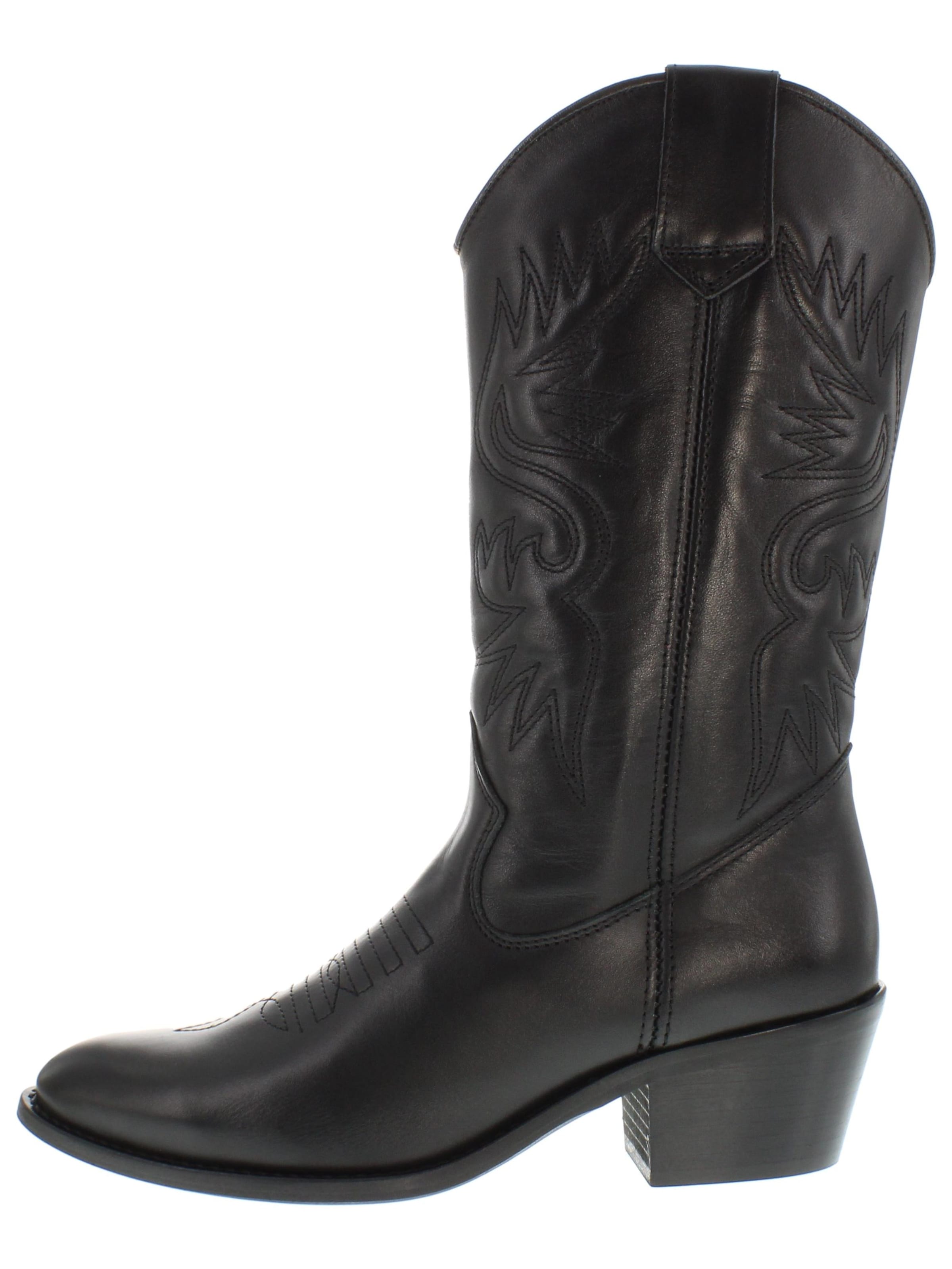XAVER LUIS Schuhmanufaktur Cowboy Boots 'MAE' in Black: front